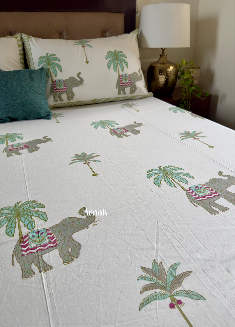 aenak-grey-elephant-handblock-printed-premium-cotton-fitted-bedsheet-set
