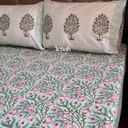 aenak-red-anaar-baag-handblock-bedsheet-dohar-combo-set