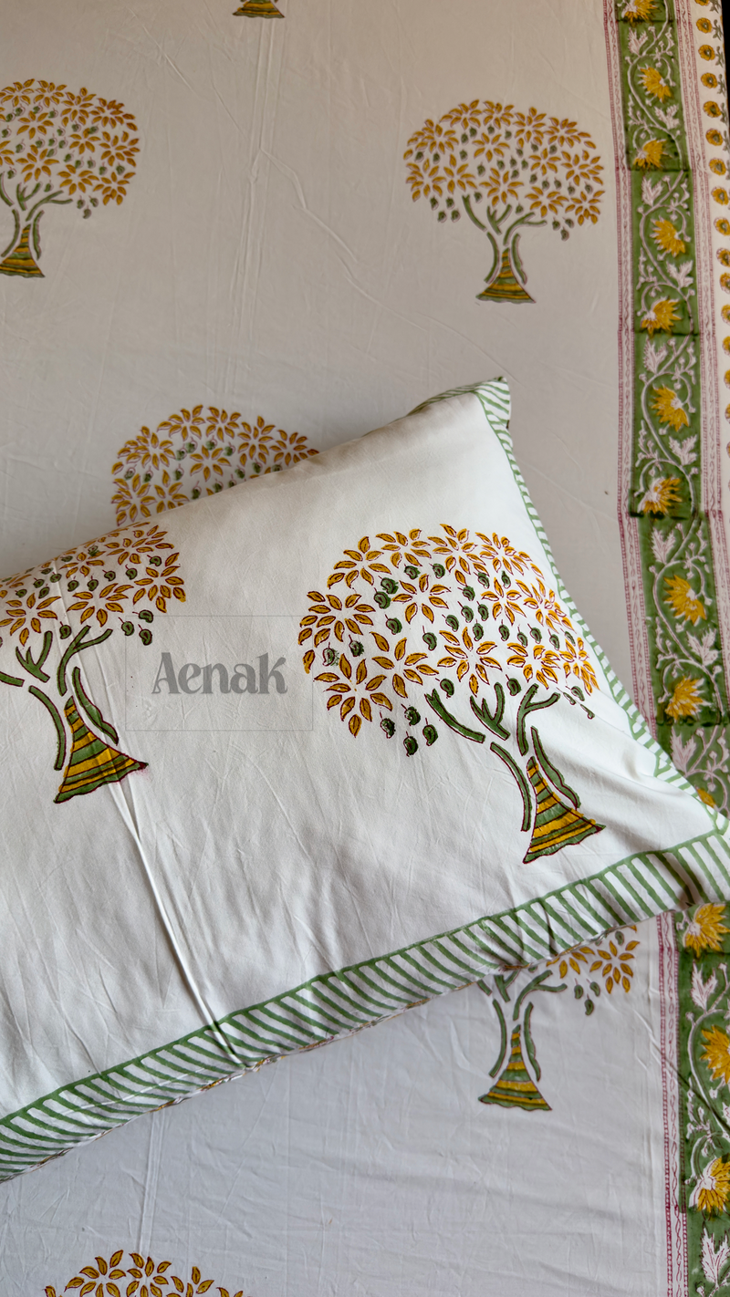 aenak-yellow-bodhi-tree-handblock-printed-premium-cotton-set-bedsheet