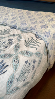 aenak-blue-lotus-handblock-printed-reversible-mulmul-cotton-quilt