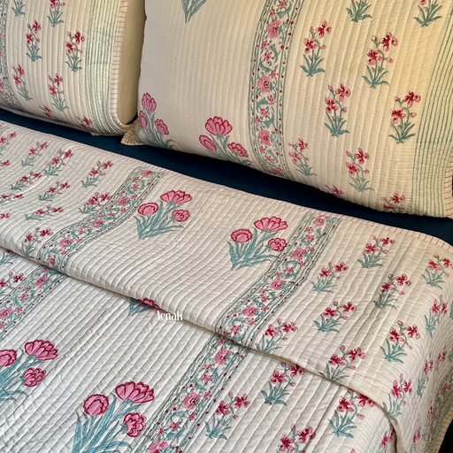 aenak-pink-sage-blue-floral-handblock-printed-reversible-straight-quilted-bedcover-set