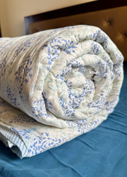 aenak-blue-lotus-handblock-printed-reversible-mulmul-cotton-quilt