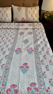 aenak-pink-sage-blue-floral-handblock-printed-reversible-straight-quilted-bedcover-set