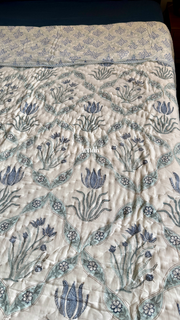 aenak-blue-lotus-handblock-printed-reversible-mulmul-cotton-quilt