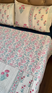 aenak-pink-sage-blue-floral-handblock-printed-reversible-straight-quilted-bedcover-set