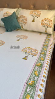 aenak-yellow-bodhi-tree-handblock-printed-premium-cotton-set-bedsheet