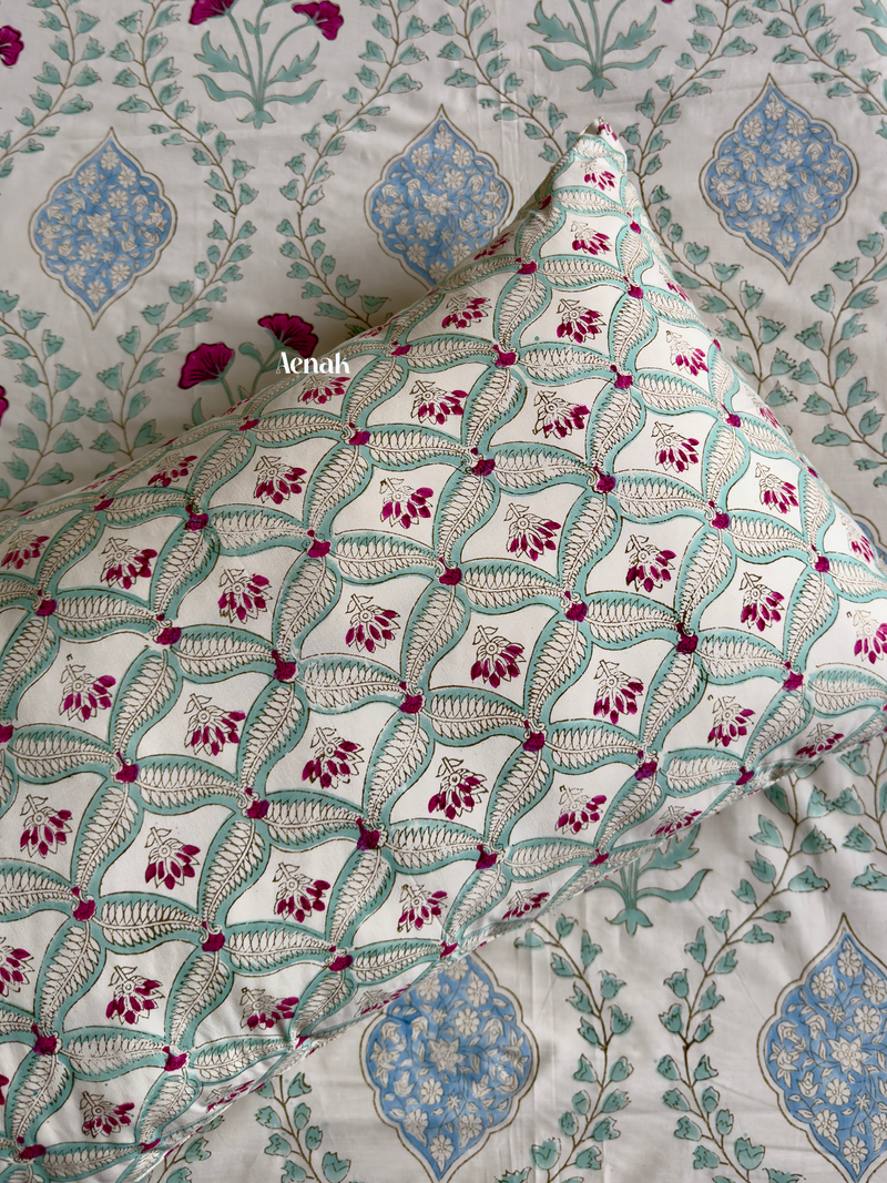 aenak-pink-poppy-jaal-handblock-printed-premium-cotton-bedsheet-set-light-beige-base