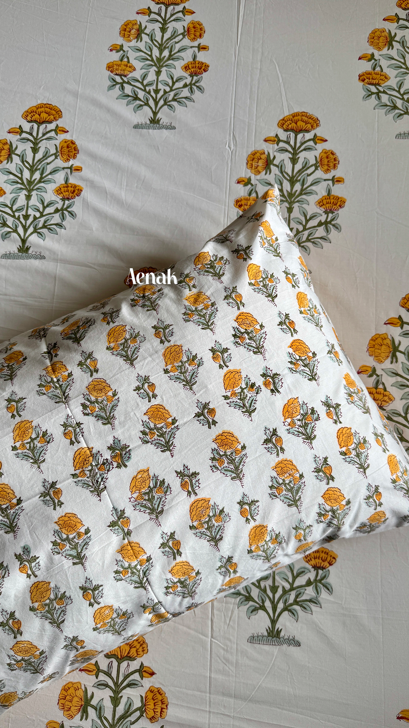 aenak-turmeric-yellow-marigold-handblock-printed-premium-cotton-set-bedsheet