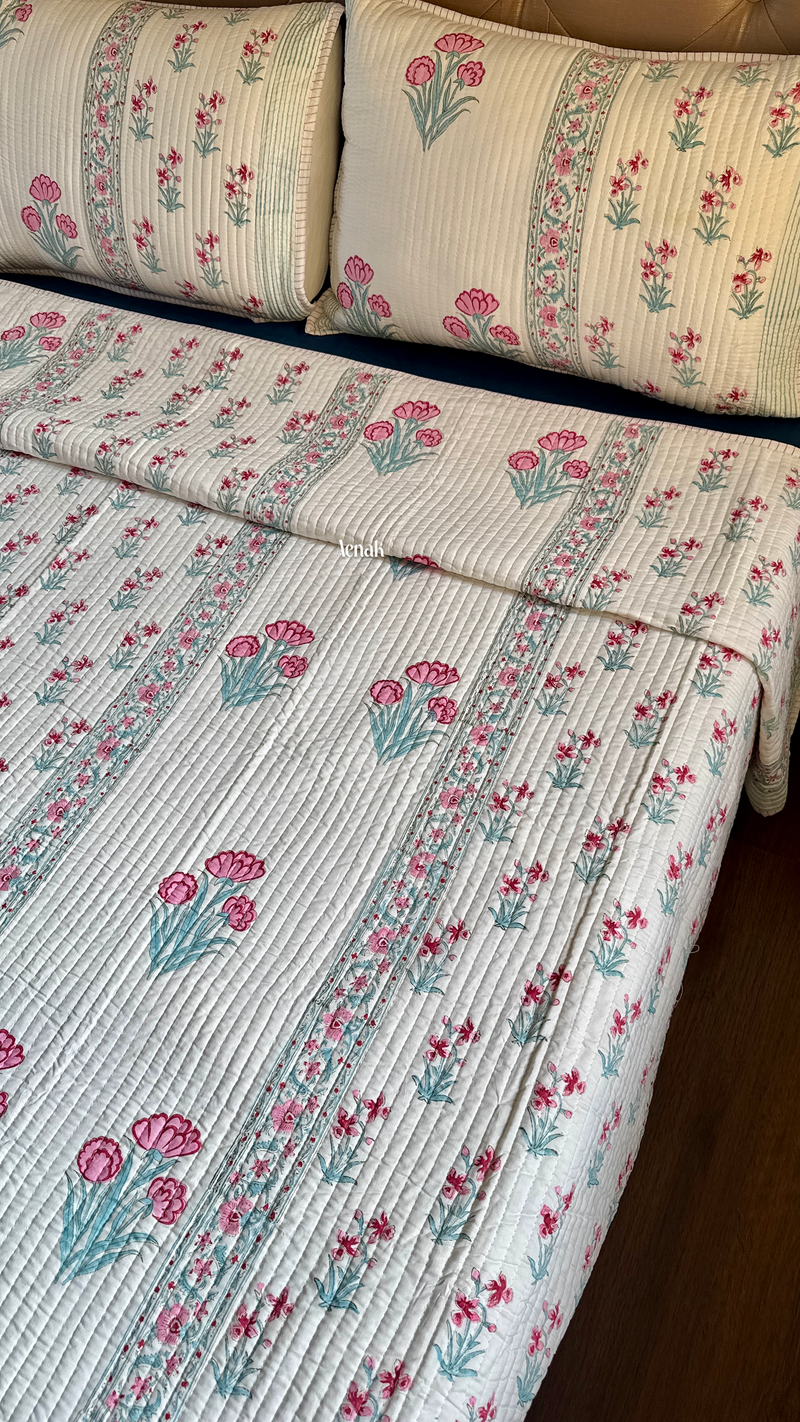 aenak-pink-sage-blue-floral-handblock-printed-reversible-straight-quilted-bedcover-set