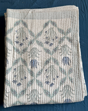 aenak-blue-lotus-handblock-bedsheet-straight-quilted-bedcover-combo-set