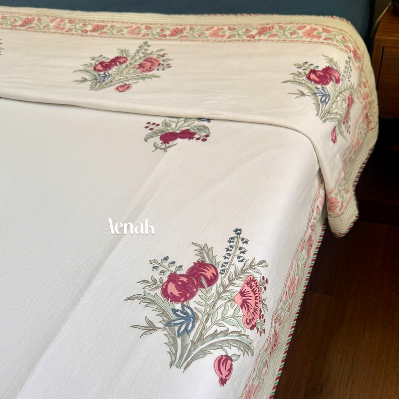 aenak-burgundy-anaar-handblock-bedsheet-dohar-combo-set