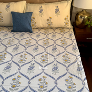 aenak-blue-periwinkle-jaal-handblock-bedsheet-dohar-combo-set-beige-base