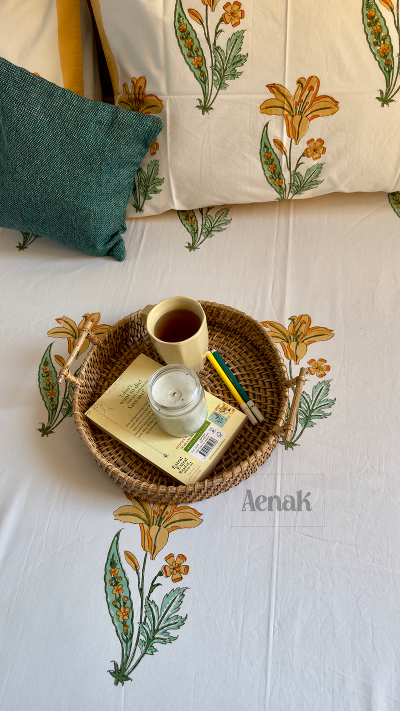 aenak-yellow-lily-handblock-printed-premium-cotton-set-bedsheet
