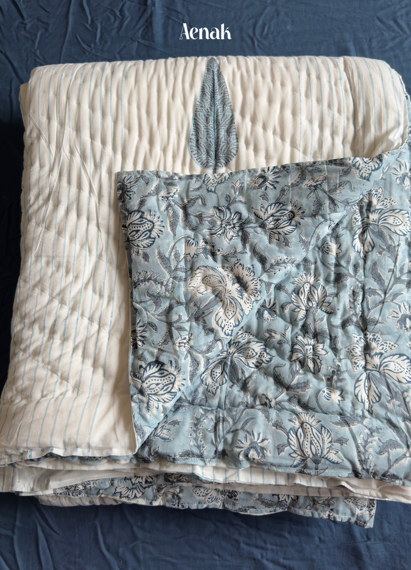 aenak-blue-phool-boota-handblock-printed-reversible-mulmul-cotton-quilt