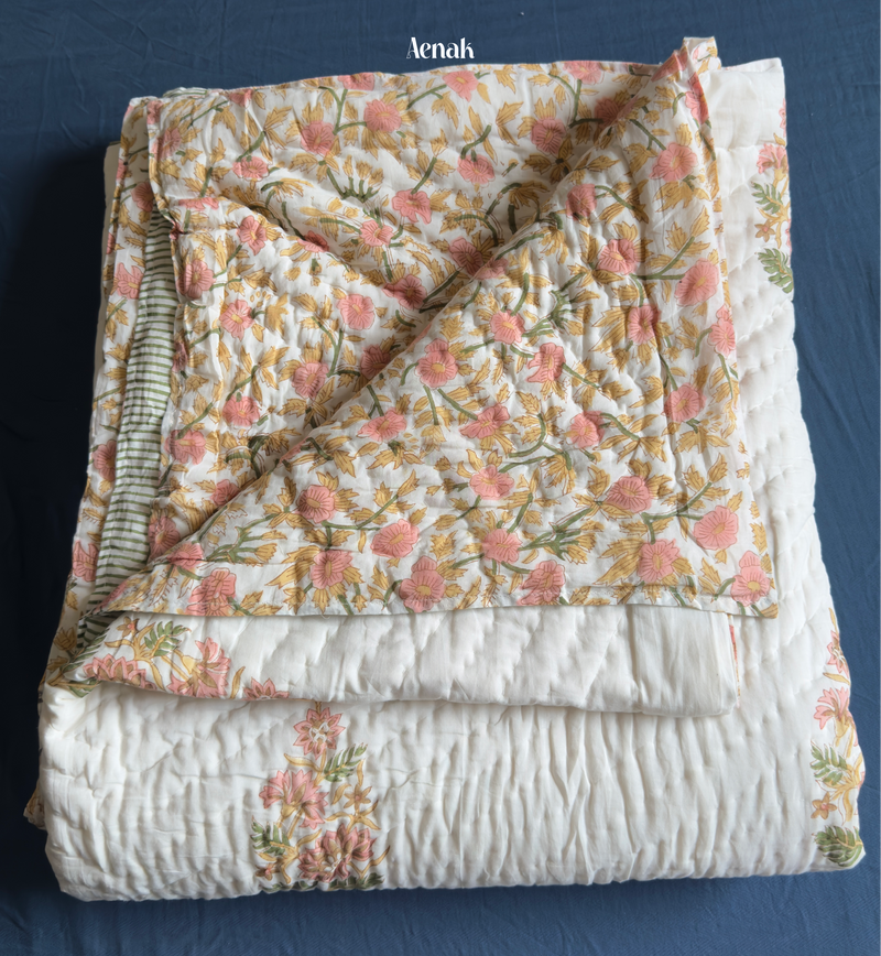 aenak-peach-dahlia-handblock-printed-reversible-mulmul-cotton-quilt