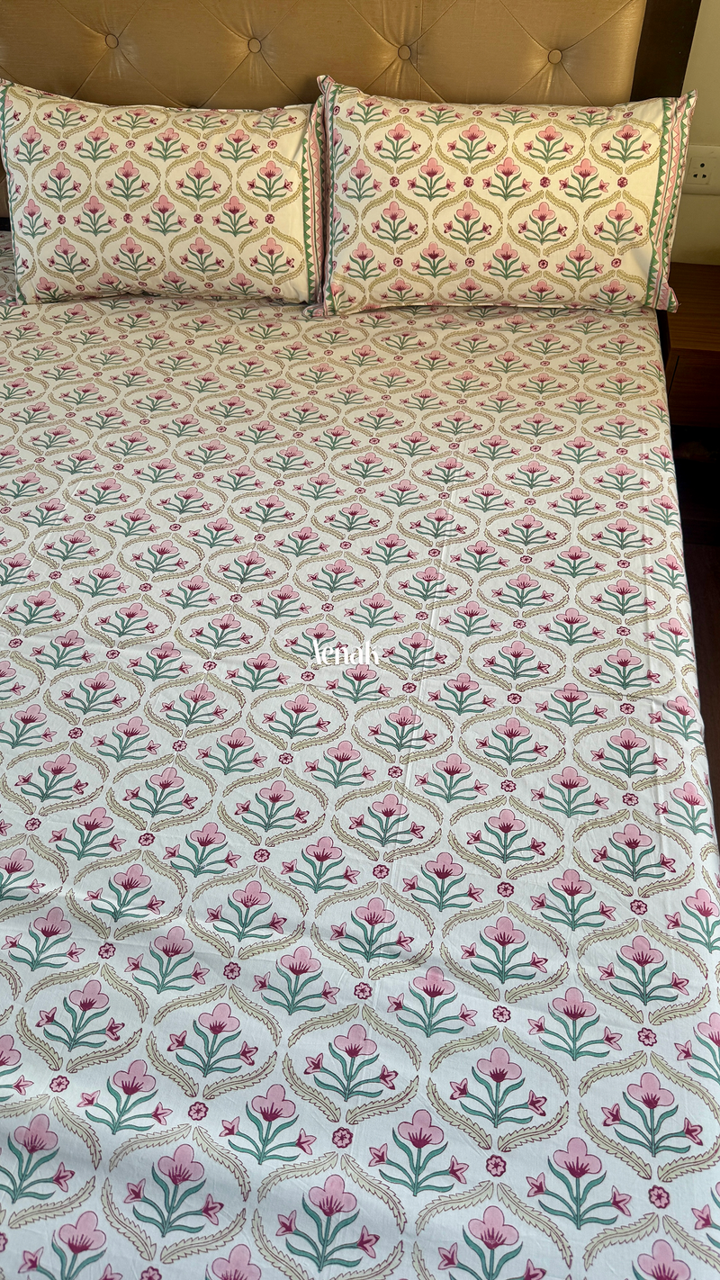 aenak-pink-green-cotton-bud-handblock-printed-premium-cotton-set-bedsheet