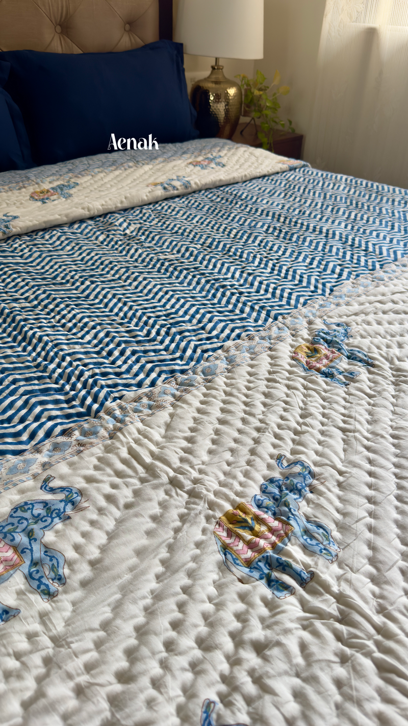 aenak-blue-chevron-elephant-handblock-printed-reversible-mulmul-cotton-quilt