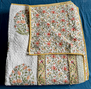 aenak-yellow-phool-boota-handblock-printed-reversible-quilted-bedcover-set