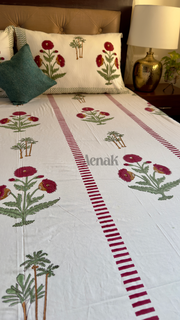 aenak-red-dahlia-handblock-bedsheet-quilt-combo-set