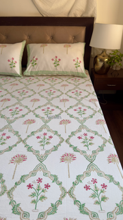 aenak-pink-palm-jaal-handblock-printed-premium-cotton-set-bedsheet