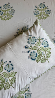 aenak-blue-hibiscus-handblock-premium-cotton-fitted-bedsheet-set