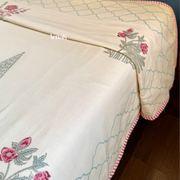 aenak-green-ashoka-handblock-bedsheet-dohar-combo-set-beige-base