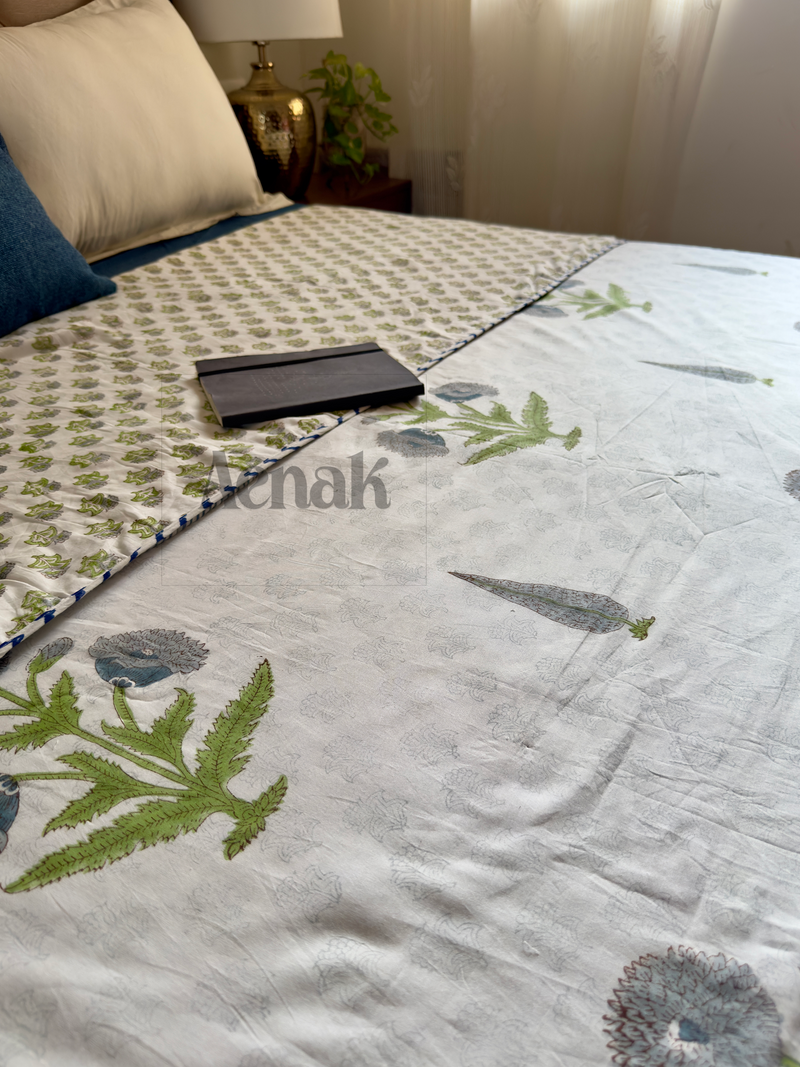 aenak-blue-dahlia-handblock-bedsheet-dohar-combo-set