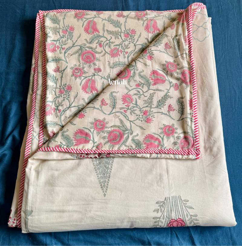 aenak-green-ashoka-handblock-printed-mulmul-cotton-reversible-dohar-beige-base
