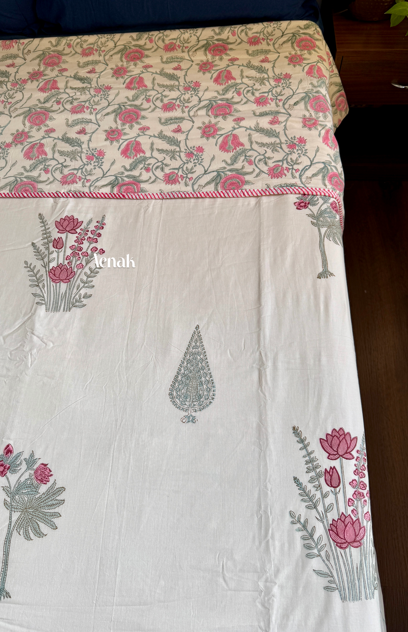 aenak-green-ashoka-handblock-printed-mulmul-cotton-reversible-dohar-beige-base