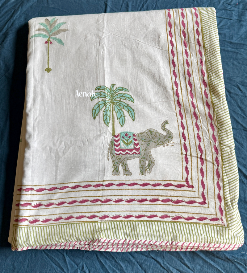 aenak-grey-elephant-handblock-bedsheet-dohar-combo-set