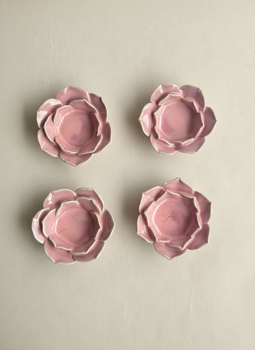 Nurture India Pink Flower Tea Light Candle Holder