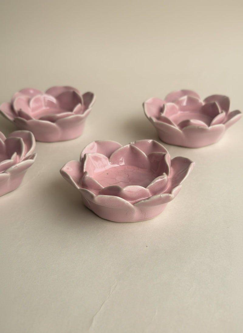 Nurture India Pink Flower Tea Light Candle Holder