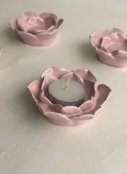Nurture India Pink Flower Tea Light Candle Holder