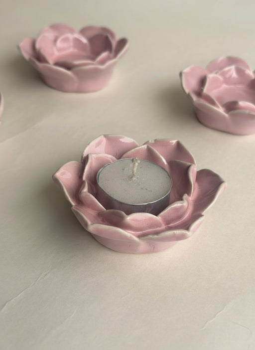 Nurture India Pink Flower Tea Light Candle Holder