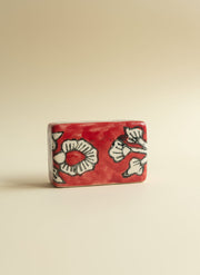 Nurture India Square Ceramic Diya Red 4-Piece Set