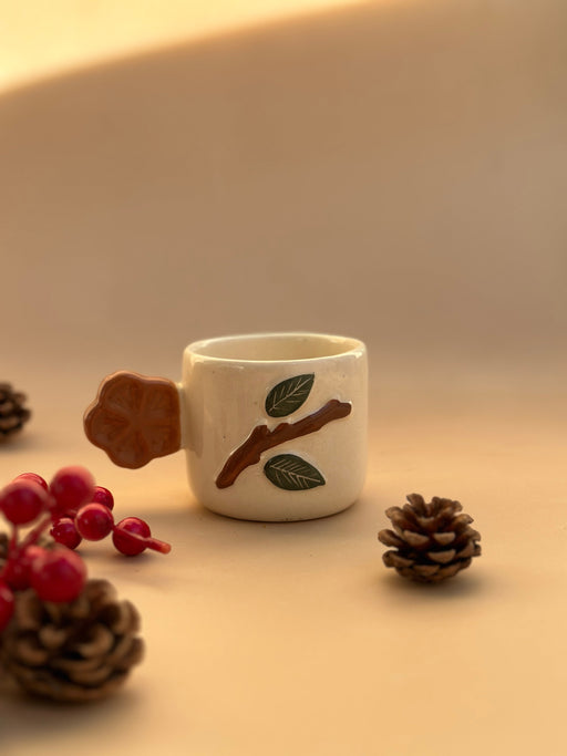 Nurture India Floral Handle Espresso Mug Brown