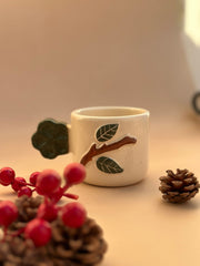 Nurture India Floral Handle Espresso Mug Green