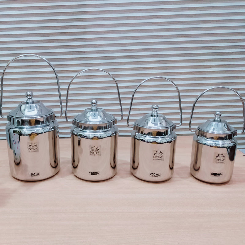 Stainless Steel Barni Milk Pot/Dolchi with Lid – Kitchen Utensil