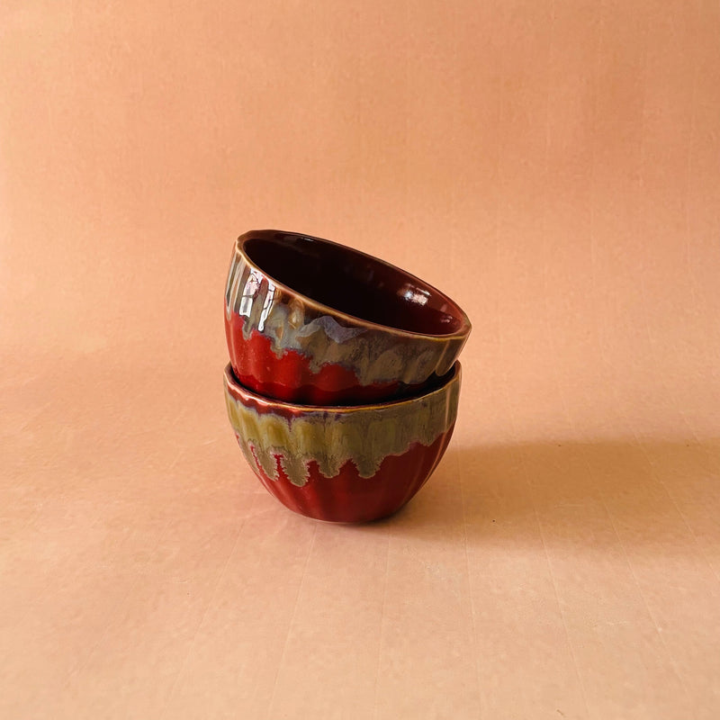 Red Snack Ceramic Bowls