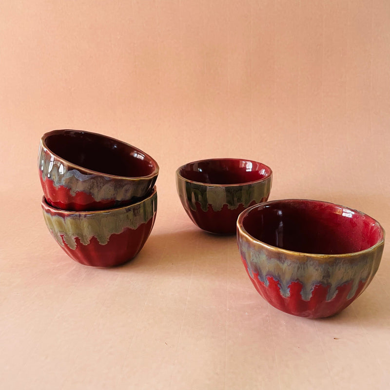 Red Snack Ceramic Bowls