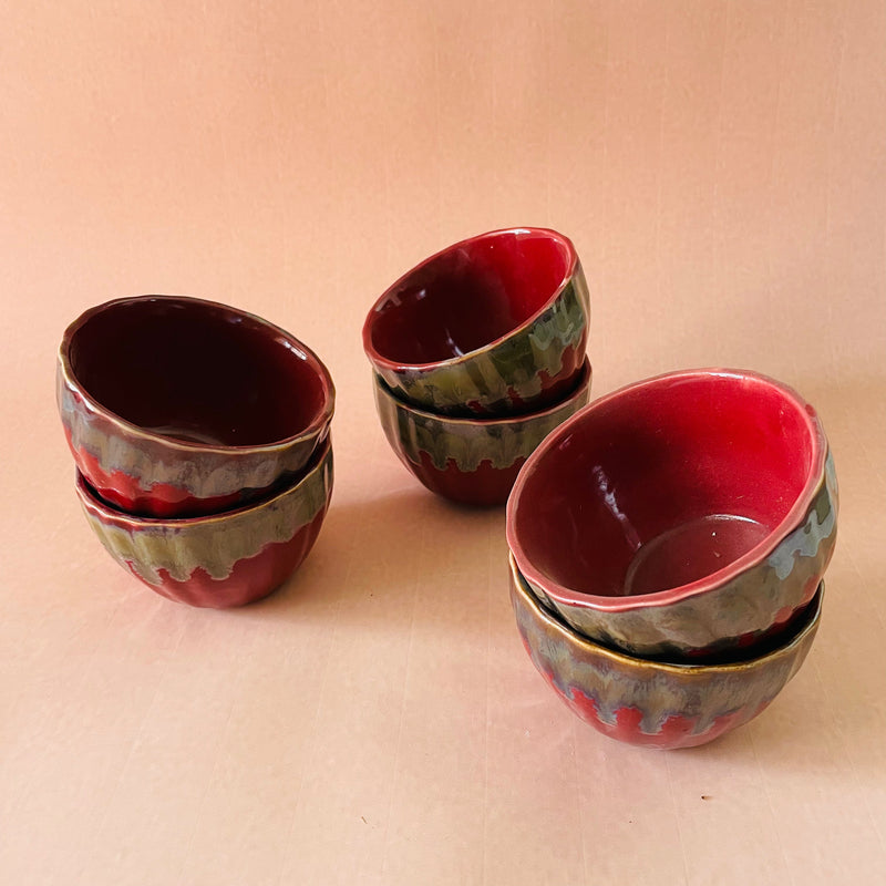 Red Snack Ceramic Bowls