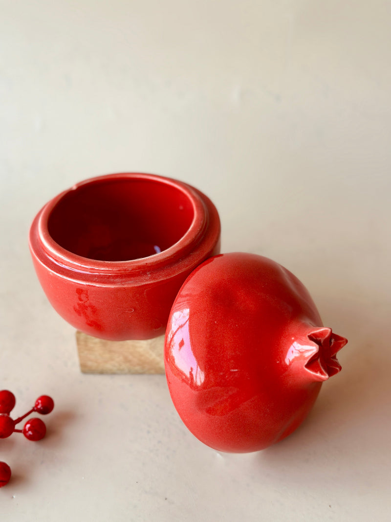 Nurture India Pomegranate Inspired Ceramic Jar Cum Candle Holder