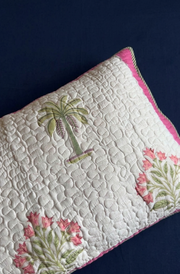 aenak-pink-royal-palm-handblock-printed-reversible-quilted-cotton-bedcover-105x108-set