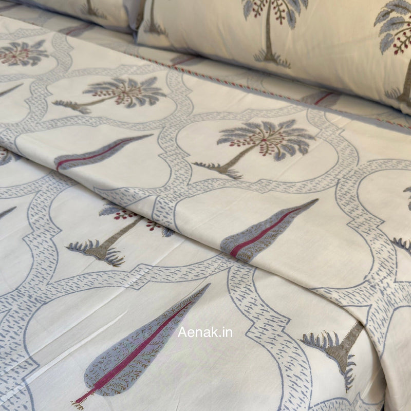 aenak-blue-palm-jaal-handblock-bedsheet-dohar-combo-set