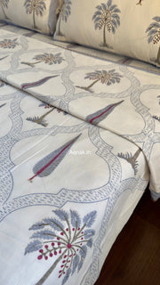 aenak-blue-palm-jaal-handblock-bedsheet-dohar-combo-set