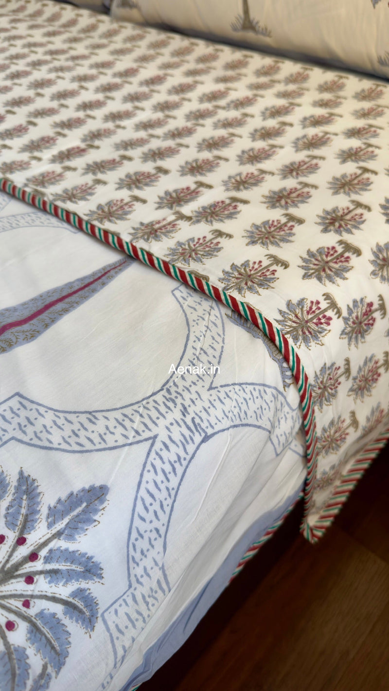 aenak-blue-palm-jaal-handblock-bedsheet-dohar-combo-set