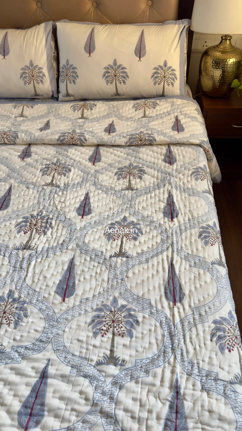 aenak-blue-palm-jaal-handblock-reversible-mulmul-cotton-quilt