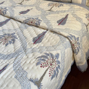 aenak-blue-palm-jaal-handblock-bedsheet-quilt-combo-set