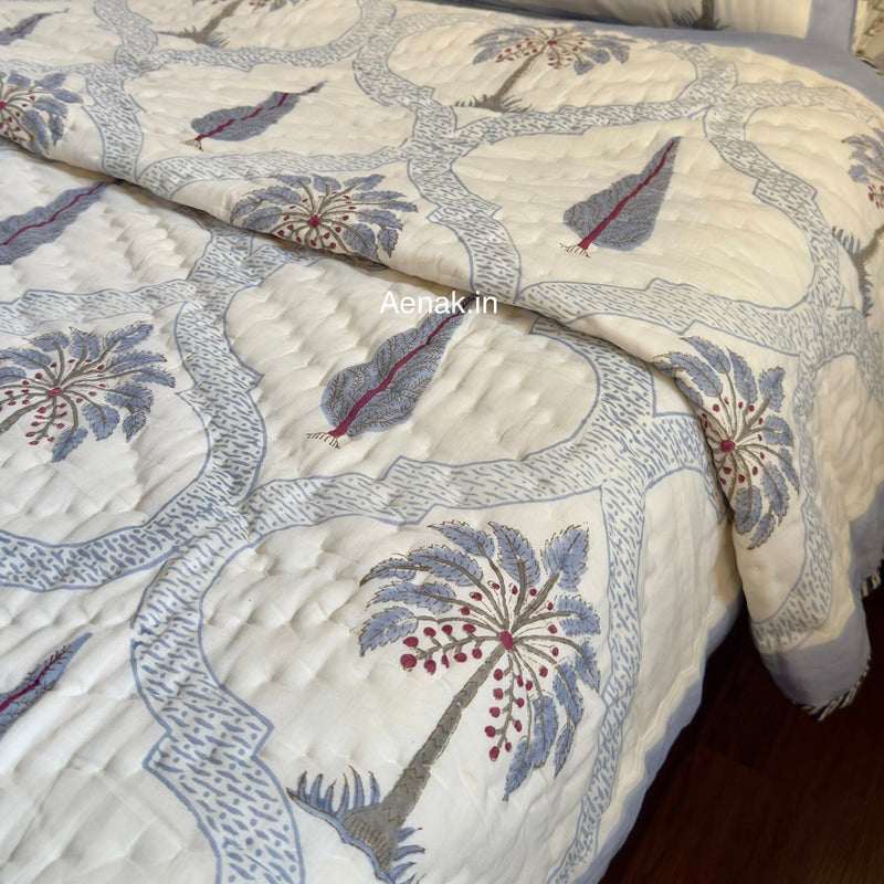 aenak-blue-palm-jaal-handblock-reversible-mulmul-cotton-quilt