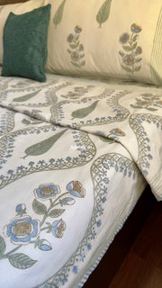 aenak-blue-periwinkle-jaal-handblock-bedsheet-dohar-combo-set
